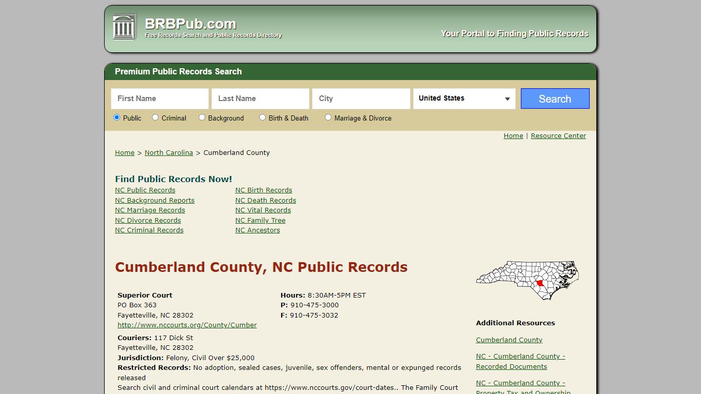 Cumberland County, NC Public Records - BRB Pub